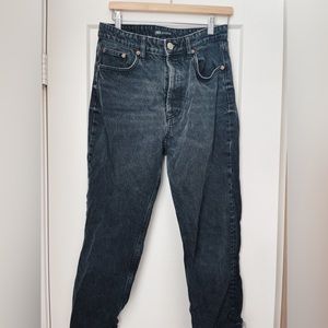 Zara Distressed Hem High Waisted Jeans